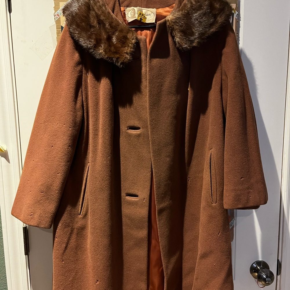 1940-50s jacket coat with fur trim